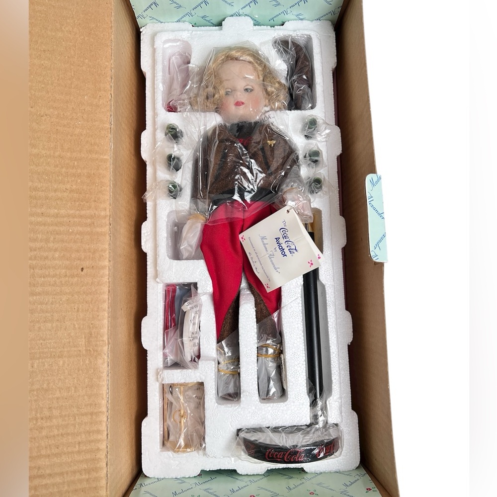 Vintage Madame Alexander Coca-Cola Aviator Porcelain Doll 12” NRFB